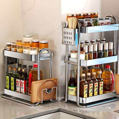 厨房转角置物架台面角落三角架家用墙角调味品收纳架多层调料架子