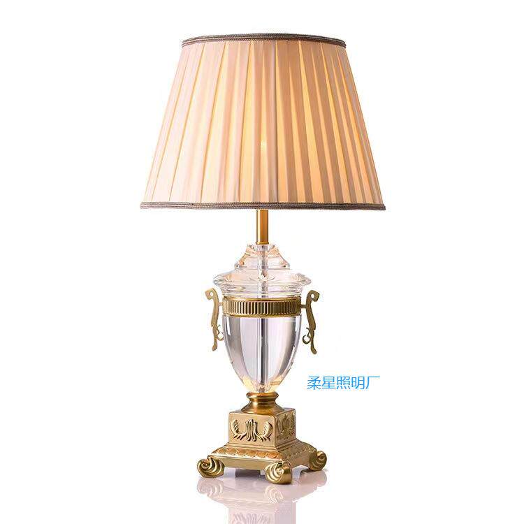 高档奢华 K9水晶台灯锌合金复古宫廷欧式复古卧室床头客厅台灯