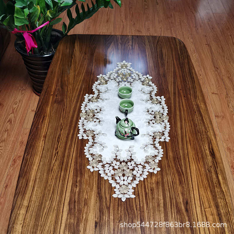 厂家批发刺绣布艺桌布桌旗欧式田园中式手工镂空精美刺绣茶几