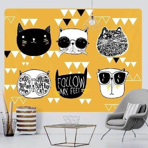 Punk cat home decoration art tapestry psychedelic scene
