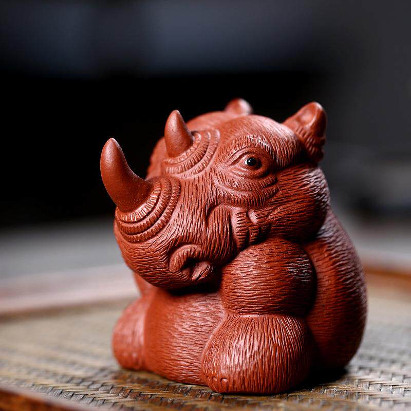 宜兴精品全手工紫砂茶宠摆件 灵犀雕塑可养家居茶台装饰品