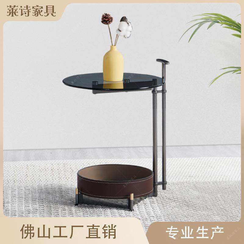 圆形马鞍皮边几客厅极简高级感手提设计钢化玻璃北欧复古沙发角几,农用物资,其他肥料,淘宝优惠券,粉丝福利购,淘宝优惠卷