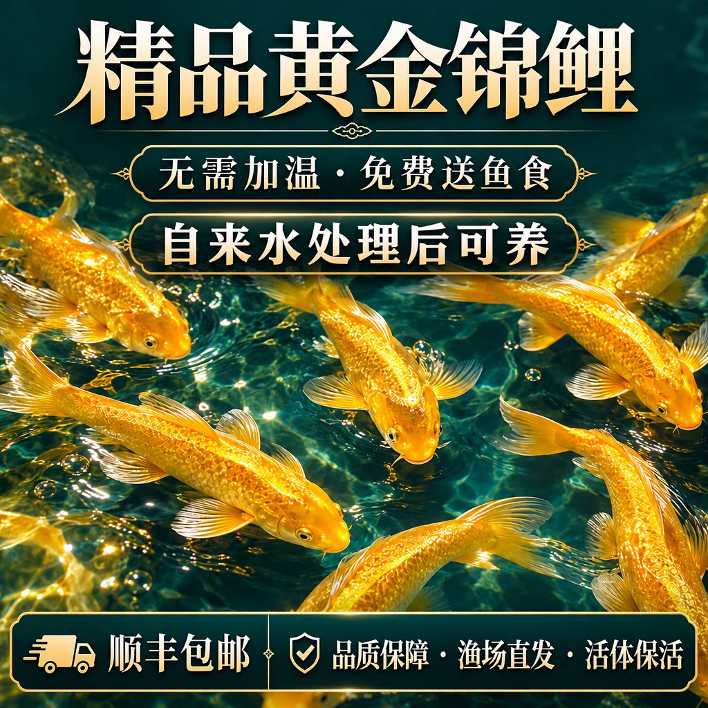 黄金锦鲤活鱼活体观赏鱼淡水鱼冷水鱼无需加温渔场直发顺丰包邮