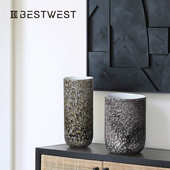 花瓶 鹅卵石花装 饰品大理石best 直玻璃west筒器水培样板间柱状软