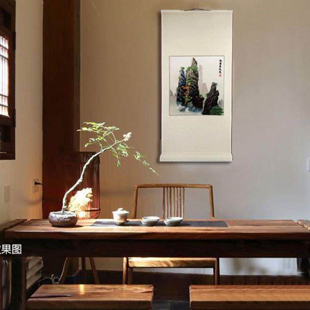 紫金湘绣 刺绣挂画手工绣花卷轴家居装饰画客厅走廊墙成品壁画