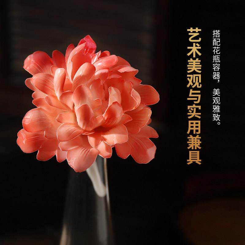 陶瓷牡丹花花朵摆件釉下彩手工捏花新中式办公室茶室桌面茶夹装饰