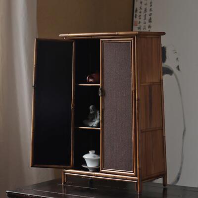 仿宋大号落地茶具收纳柜 古法工艺手工制作凤眼竹茶棚 茶周边局器