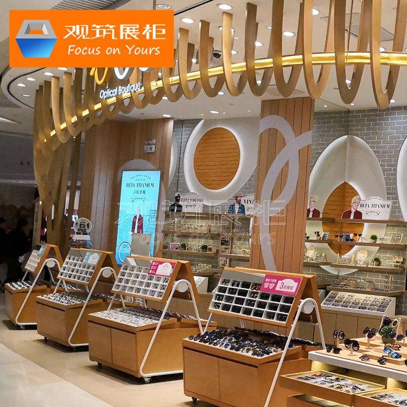 眼镜店促销展示柜背柜 时尚墨镜太阳镜展示台实木烤漆陈列柜矮柜