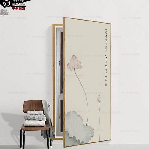 消防栓遮挡装饰画新中式荷花配电箱画莲花电箱挂画消火栓画定制