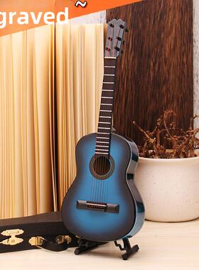 吉他模型礼物生日创意道具男孩人工微型蓝色迷你吉他模型饰品