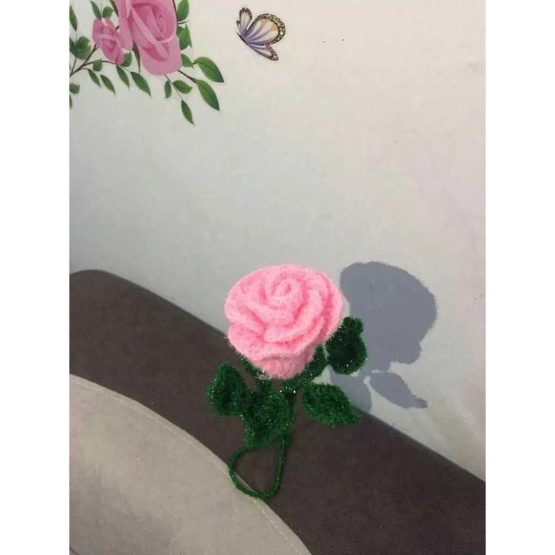 无指妈妈成品手工编织diy玫瑰毛线花圣诞节送女朋友礼物摆件装饰