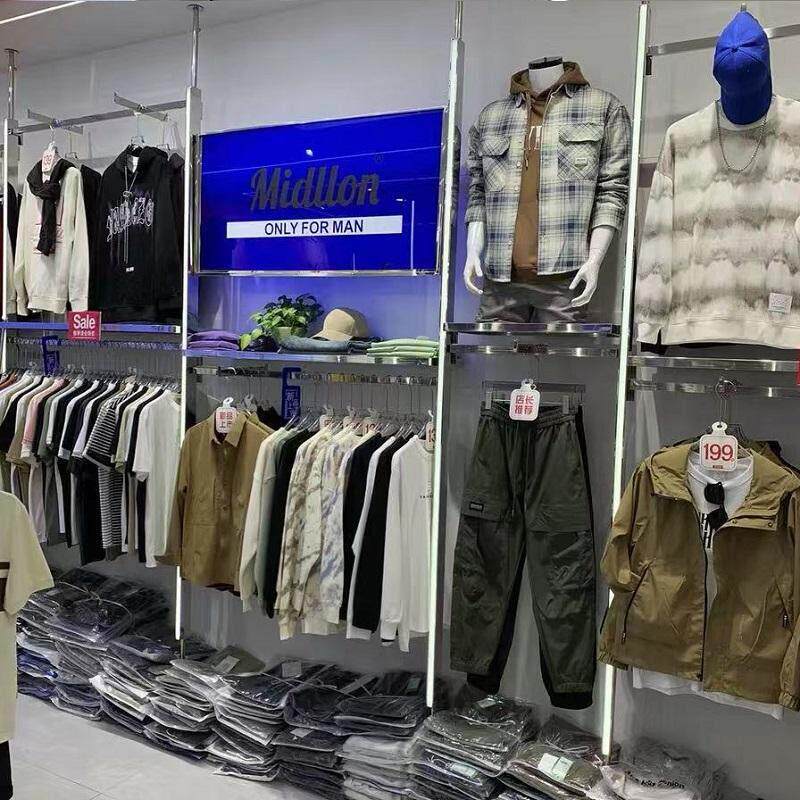 服装店货架展示架上墙组合架陈列架挂衣架男女装立柱带灯LED架子