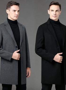 秋新款双面呢羊毛呢大衣修帅绒气风衣身毛冬呢羽内胆81921-M可拆