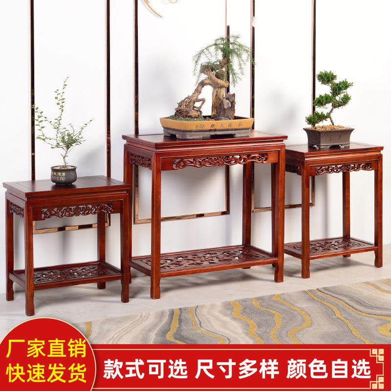 中式客厅实木花架鱼缸底座盆景桌子工艺礼品摆饰摆台奇石架子展台
