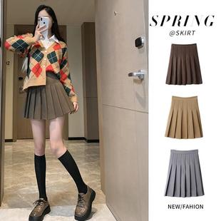 加工定制 百褶裙女春夏jk白色韩版高腰a字短裙秋冬大码格子半身裙