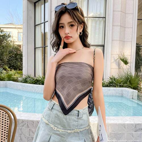 70cm strapless silk scarf women printed small square scarf