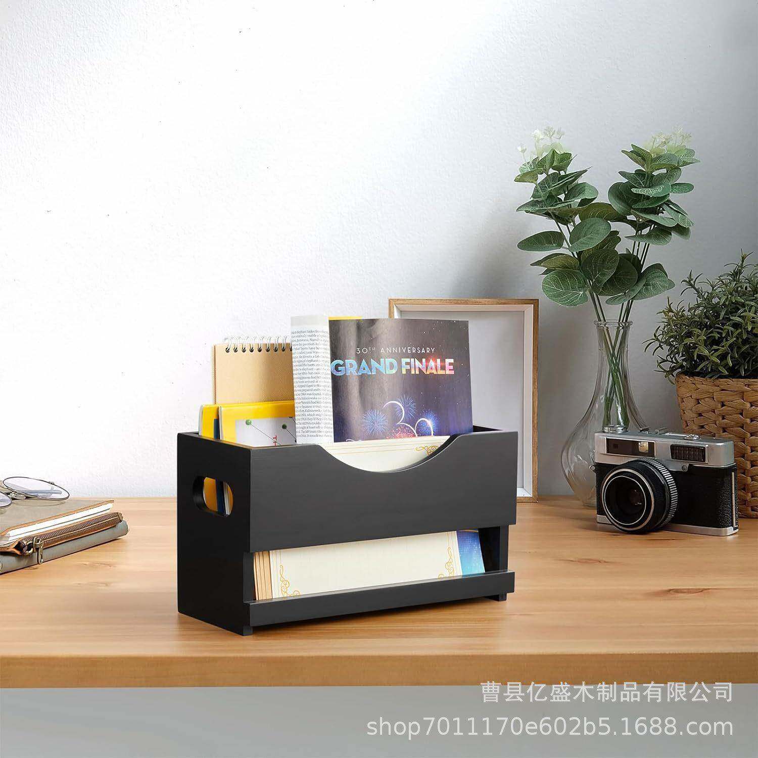 木质桌面收纳盒杂志收纳展示架客厅茶几遥控器整理盒报纸储物架