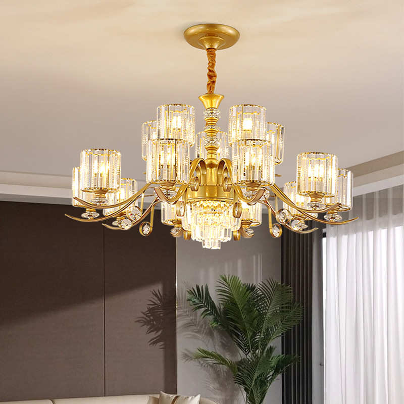 高档客厅吊灯简约现代大气轻奢水晶灯饭厅卧室金色全屋灯具套餐