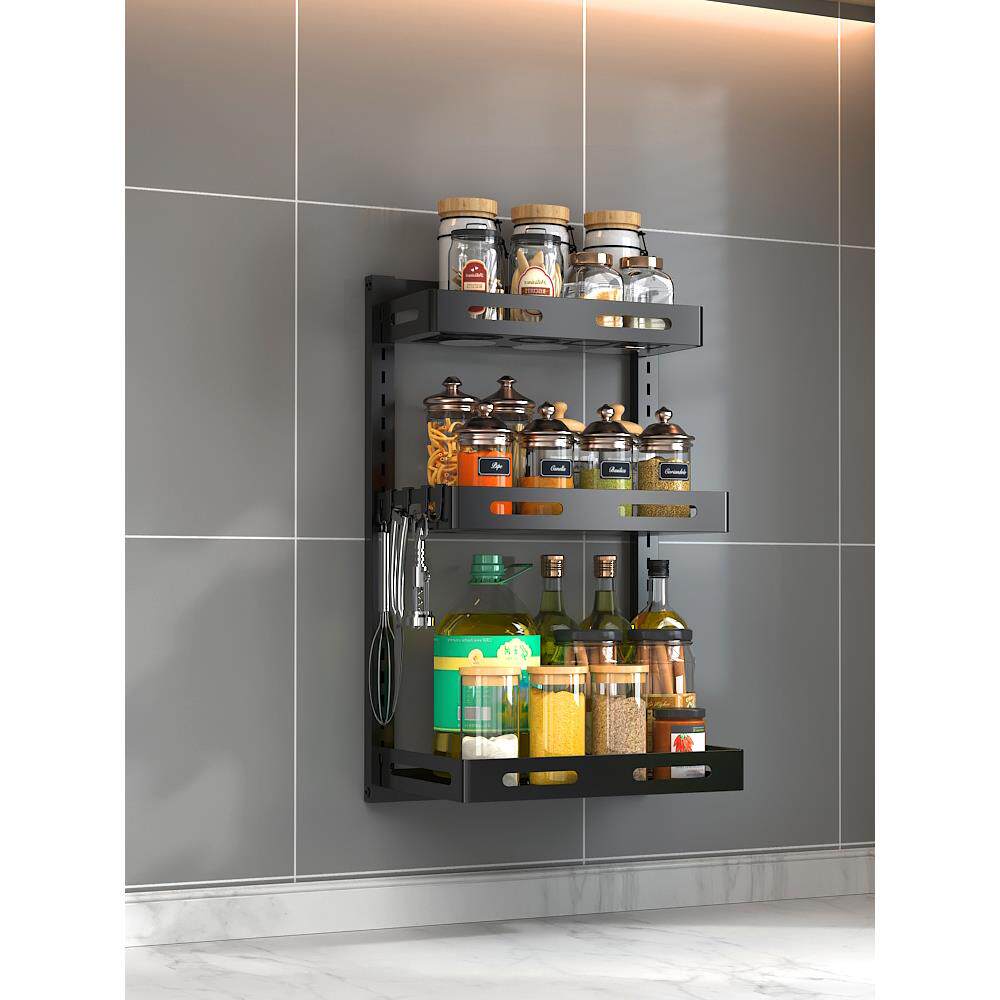 不锈钢厨房调料置物架壁挂免打孔加宽40cm台面小号调味品斜放架子