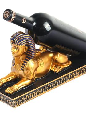 欧式埃及法老狮身人面红酒架时尚家居装饰树脂葡萄酒架