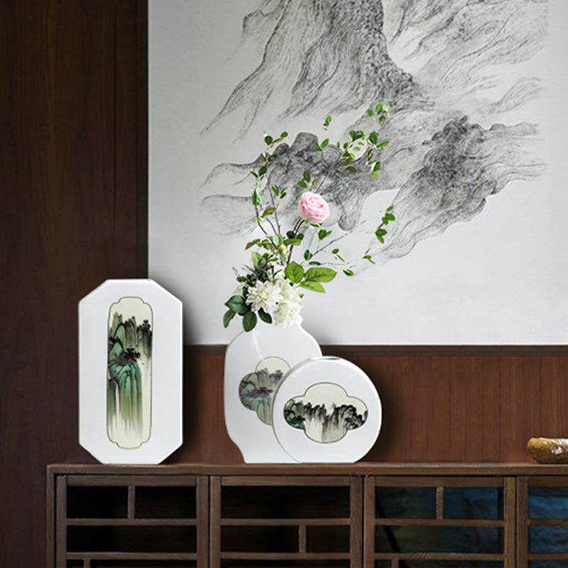 手工摆件陶瓷花瓶中式装饰品创意描金高档摆设家里客厅博古架
