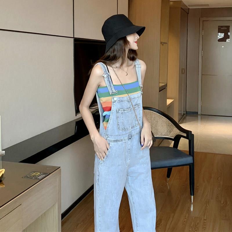 新品日系复古牛仔背带裤女2026新款工装高腰吊带连体裤阔腿拖地长