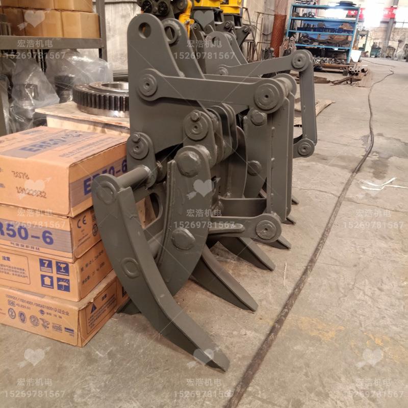 五齿机械抓木器夹木机小型挖掘机简易抓夹林场工具装载机工程车