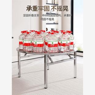 不锈钢桌子特厚可折叠圆桌摆摊烧烤吃饭家用大排挡不锈钢桌子圆形