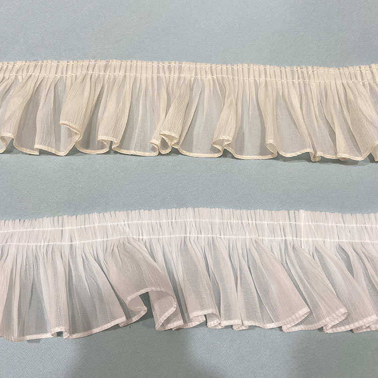 窗帘花边辅料法式温柔荷叶边杏色纯白拼接蕾丝边家居布艺裙边装饰