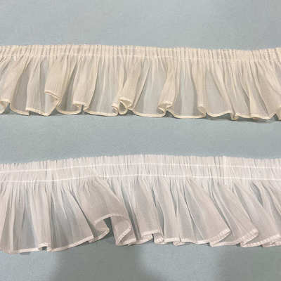 窗帘花边辅料法式温柔荷叶边杏色纯白拼接蕾丝边家居布艺裙边装饰