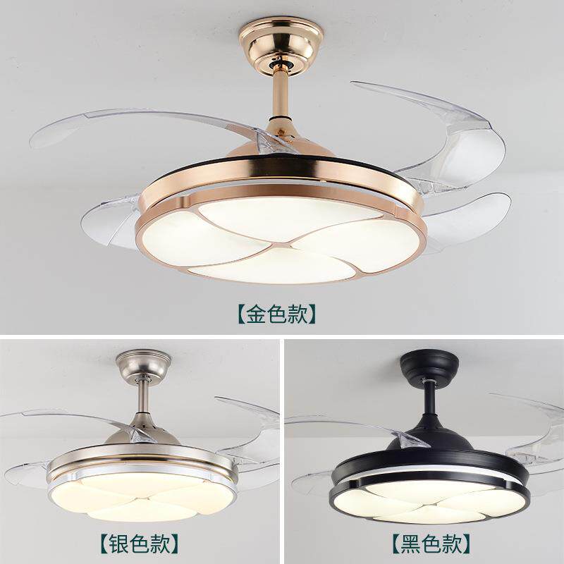 北欧风扇灯客厅餐厅卧室简约现代风扇吊灯创意超薄隐形吊扇灯LED