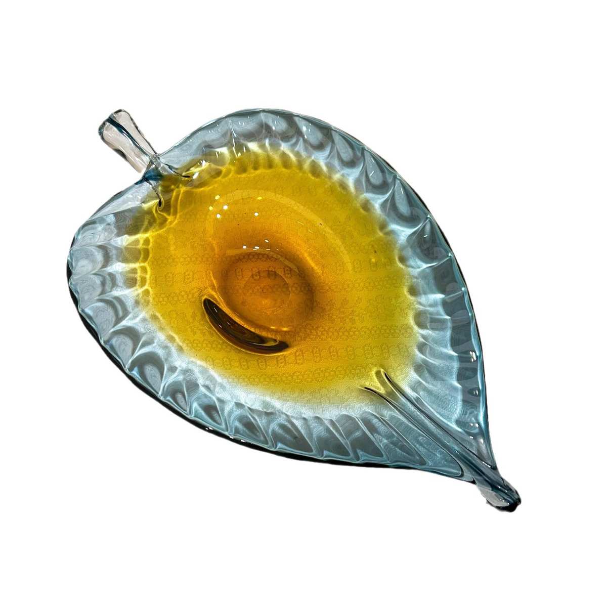 现代轻奢琉璃高档水果盘样板间客厅茶几摆件创意树叶零食盘收纳盘