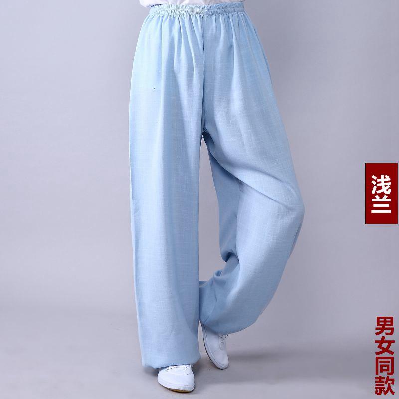 正品宏功极男棉麻夏季太极服裤练裤女灯笼裤武裤术瑜伽透气太极晨