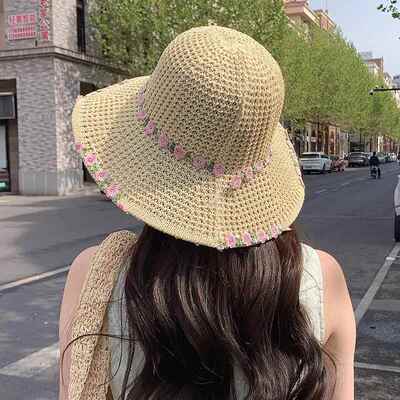 女式太阳帽2026正流行法式田园风编织透气草帽女新款大檐海边沙滩