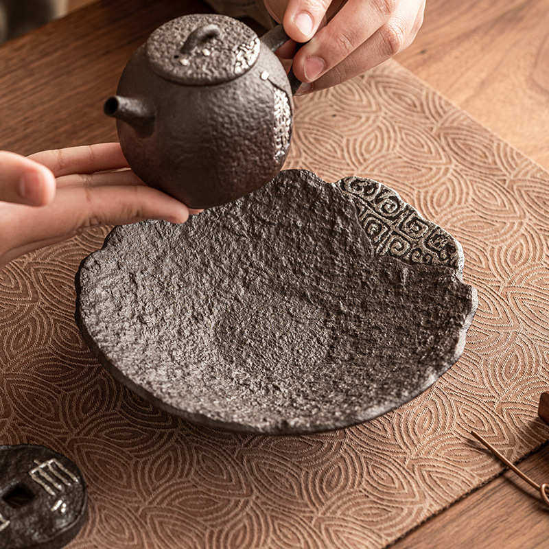 老陶泥描银壶承茶承家用粗陶茶壶茶托干泡台盖碗托盘功夫茶具配件,餐饮具,茶具礼盒,淘宝优惠券,粉丝福利购,淘宝优惠卷