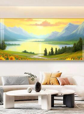 向日厅葵装饰画客沙发背景墙挂画幅日东方带框横大尺寸BWD风出景