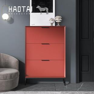 意式极简烤漆超薄鞋柜翻斗式实木家用门口小户型省空间极窄玄关柜