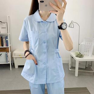 护士服两件式套装女款短袖蓝色大尺码薄款口腔牙科月嫂上户工作服