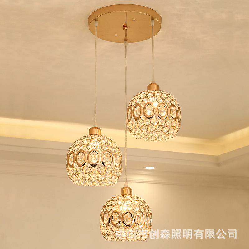 三头餐厅吊灯创意个性吧台阳台饭厅简约现代餐桌家用水晶餐吊灯具