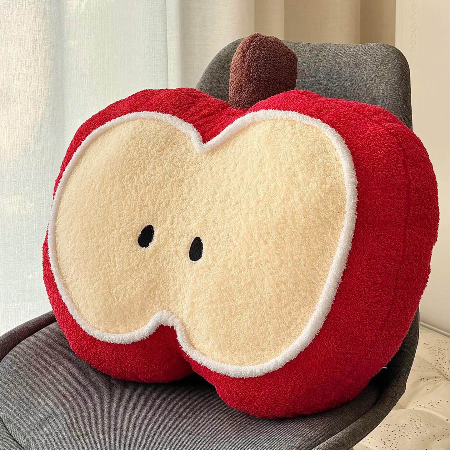 苹 果靠垫抱枕床头办公室腰靠飘窗沙发客厅毛绒靠背垫子创意个性