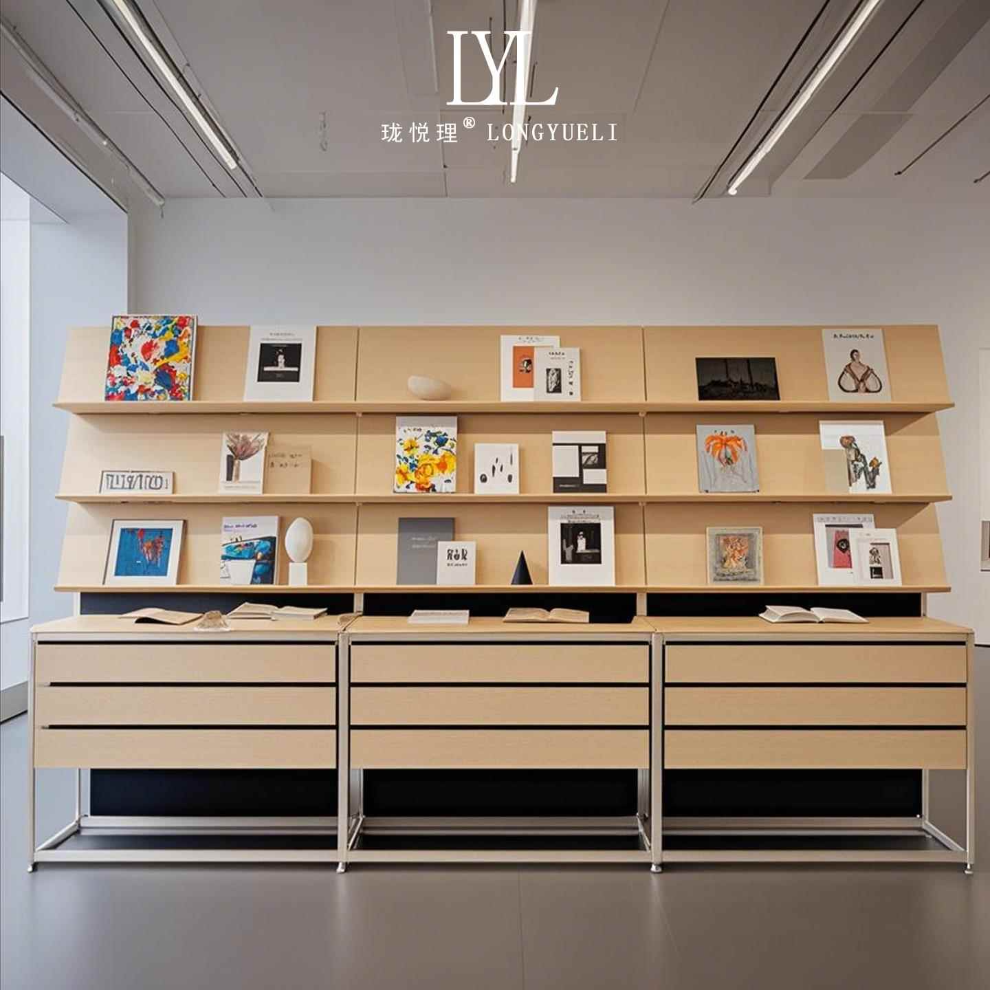 桦木海洋板铝型材收纳展示柜展览书架文件货架抽屉陈列样品中岛台
