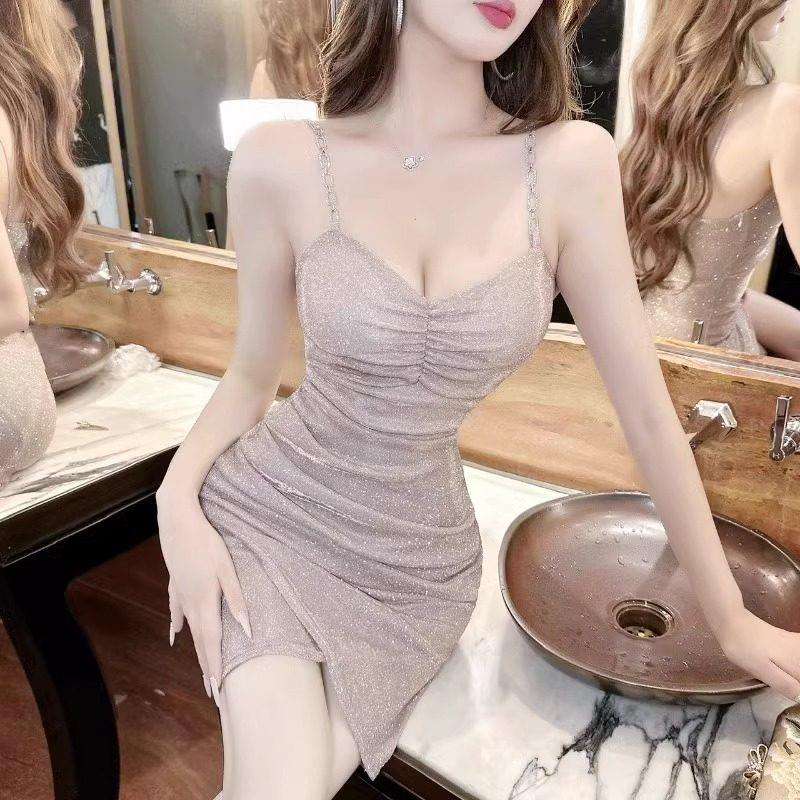 法式气质名媛夜店吊带洋装女夏季甜辣妹时尚网红炸街包臀短裙子