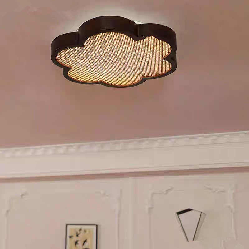 卧室灯饰主卧2025新款法式中古胡桃木花形侘寂风书房灯藤编吸顶灯,家装灯饰光源,智能吸顶灯,淘宝优惠券,粉丝福利购,淘宝优惠卷