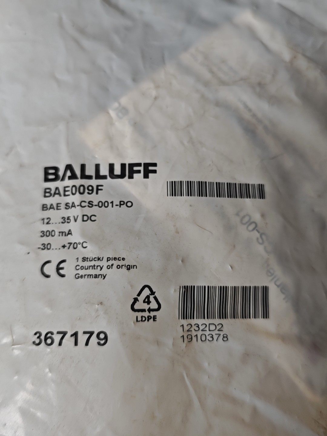 BALLUFF BAE009F BAE SA-CS-001-