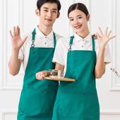 厨师全身挂脖围裙印字奶茶咖啡店餐厅美甲韩版 女服务员工作服 时尚