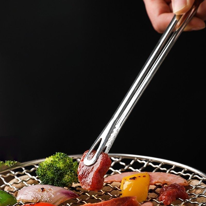 韩式烤肉夹子食用不锈钢烧烤夹牛排夹金色自助餐烤肉夹加长面包夹