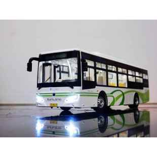 新款1:4车3北京公交模型 福田客双层巴公士祥云蓝北电大交 车玩具