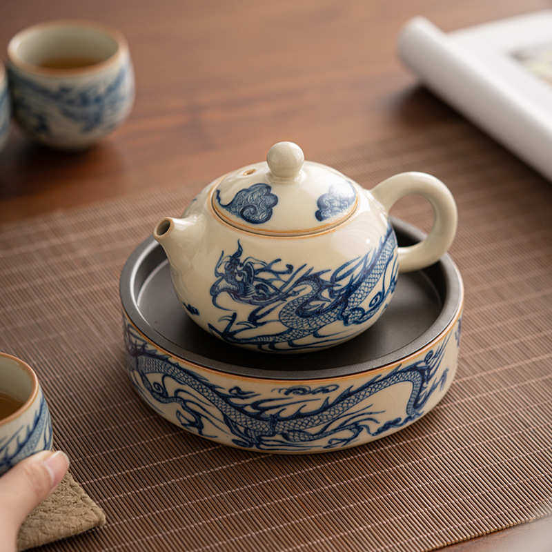复古汝窑龙纹手抓壶功夫茶具单人泡茶碗陶瓷家用单壶杯泡茶壶LOGO,餐饮具,茶壶,淘宝优惠券,粉丝福利购,淘宝优惠卷