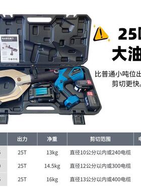 充电式电动电缆剪C口105/120/135液压剪开口式高压电缆专用工具