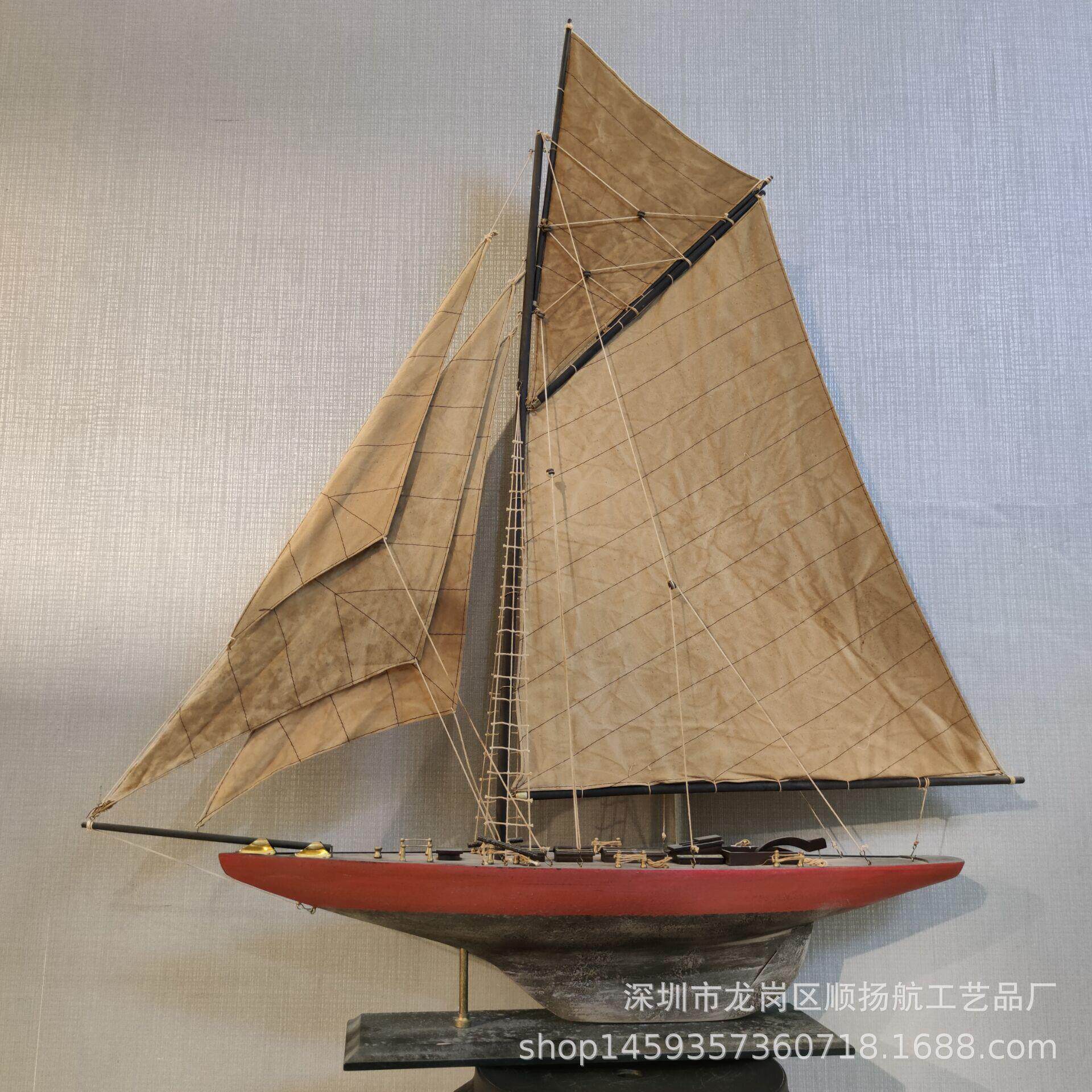 单杆艺帆船模型摆件代小658船模一帆风顺木船手工型欧现式工组装